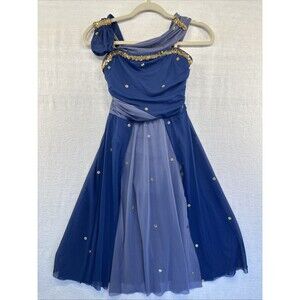 BALERA Lyrical Dance Costume Sz AS Small Sequin Blue Skirt Jazz Ballet Halloween